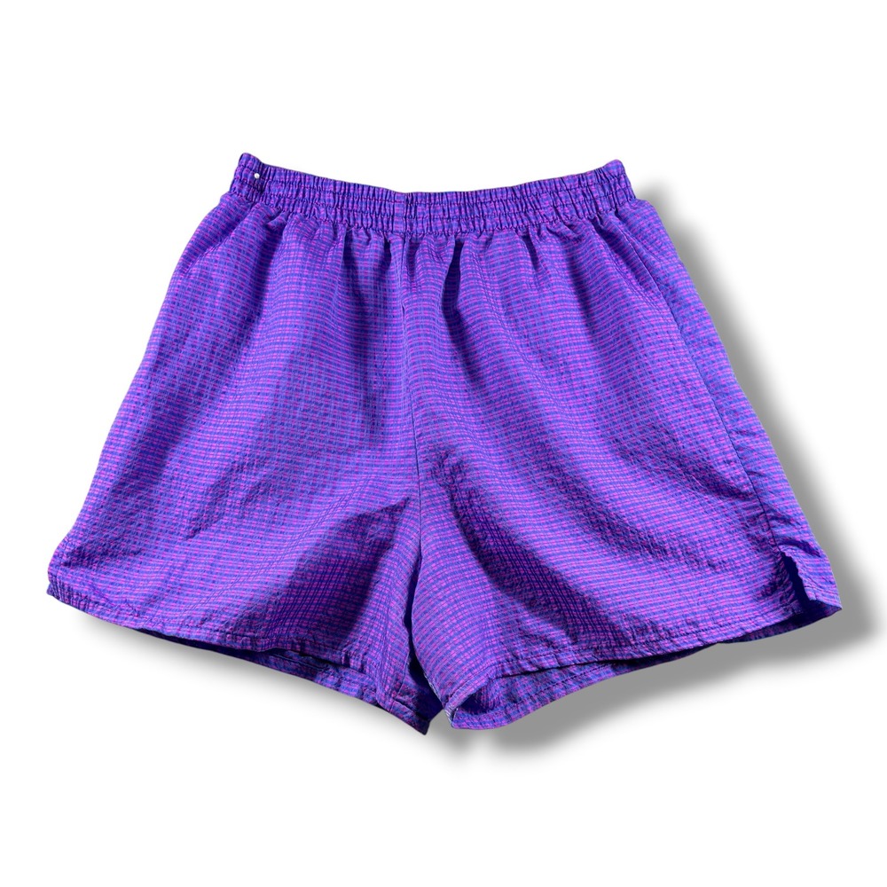 Athletic Works Womens Purple Pink Checkered Running Shorts Medium Vintage Style